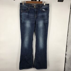 l.e.i. Sophia Hipster Flare Jeans Junior’s 13 Dark Wash Y2K Low Rise Stretch